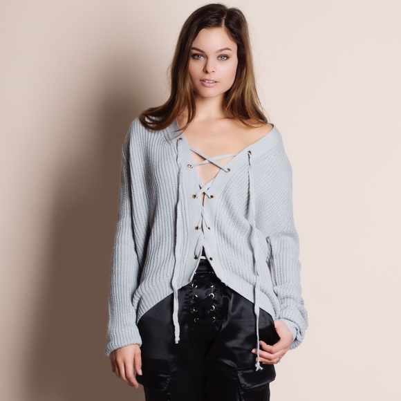 Lace Up Sweater Top - Picture 4 of 4