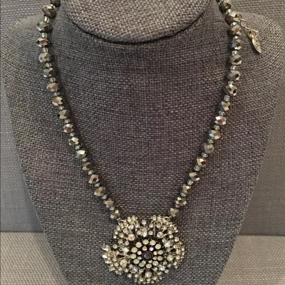 BJ Whiteout Silver-Tone Beaded Crystal Flower