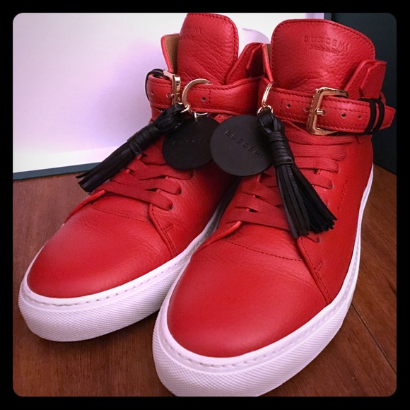 100MM Tassle Red Buscemi Hightop Sneakers