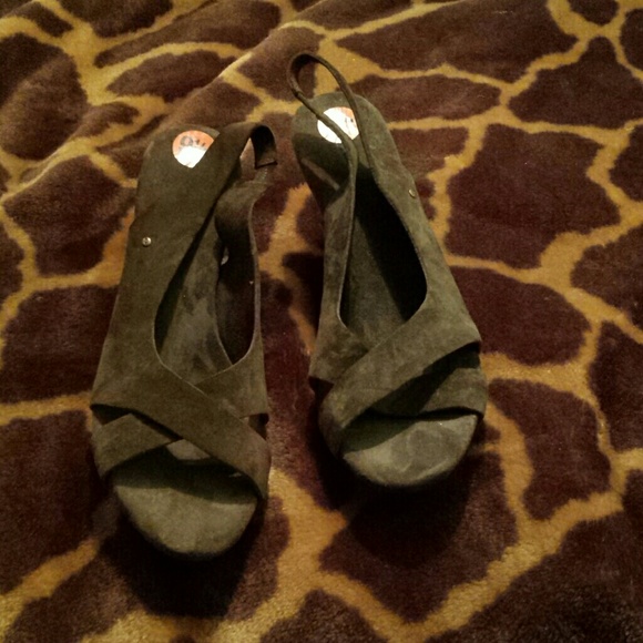 Ugg Olive suede wedge heeled sandals