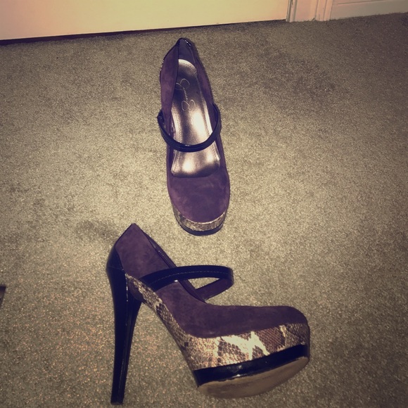 Purple and SNAKESKIN Jessica Simpson pumps - Picture 1 of 1