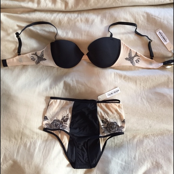 NWT Black & Blush Sparrow Lingerie Set