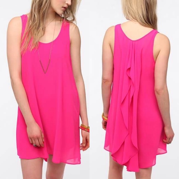 Urban Outfitters pink chiffon ruffle shift dress
