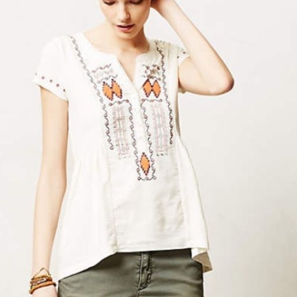 Anthropologie/ Akema + Kin Embroidered High-low