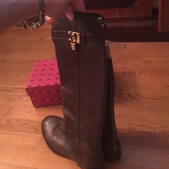 Pristine Tory Burch Bak-Zip LOGO Leathr Knee Boots - Picture 3 of 4