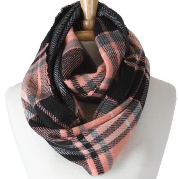 Pink Plaid Herringbone Infinity Scarf - Picture 2 of 3