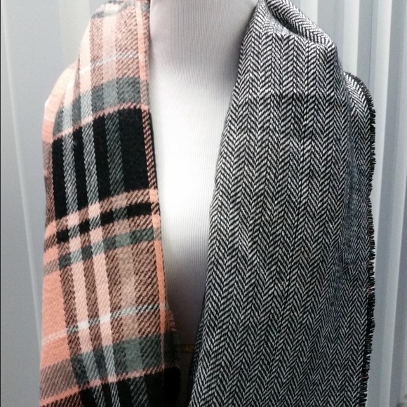 Pink Plaid Herringbone Infinity Scarf - Picture 3 of 3