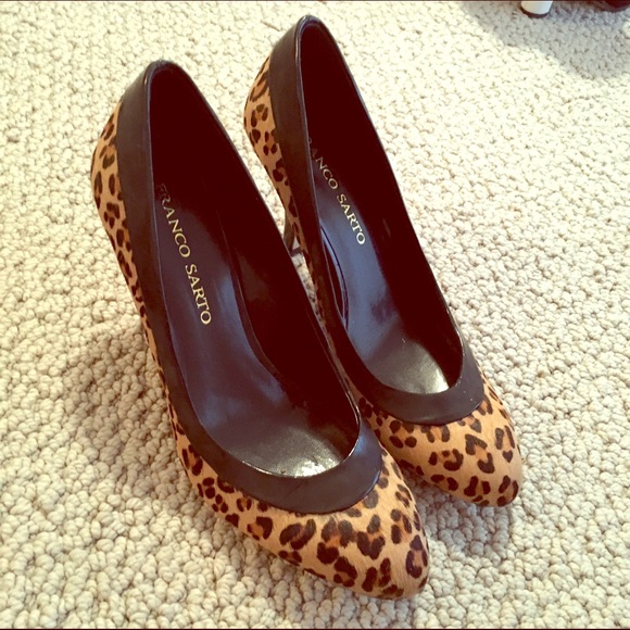 Franco Sarto leopard pony hair pumps