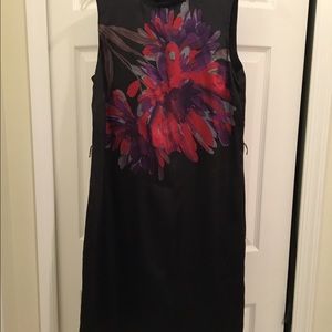 Black floral sleeveless dress.