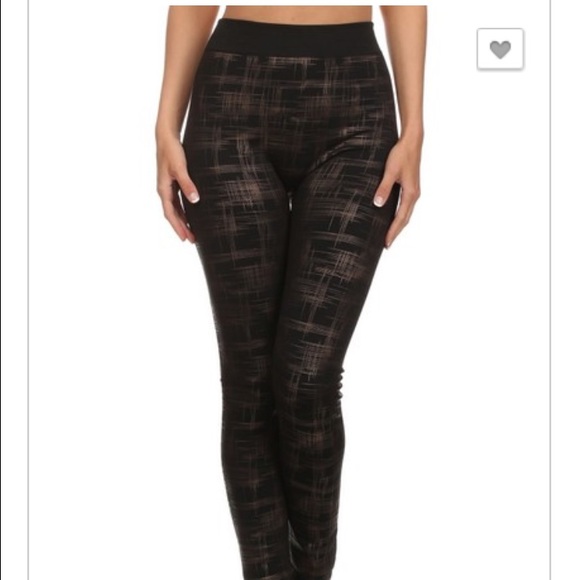 Best plaid foil print High Waist fleece leggings - Picture 4 of 4