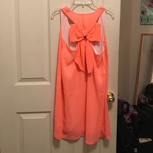 Coral bow-back dress