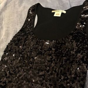 Black sequence tank top