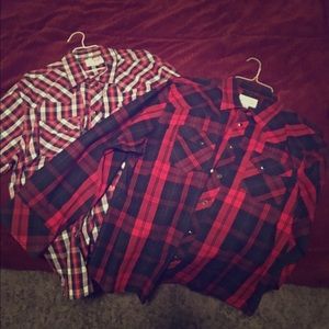 Two pearl snap cowboy up shirts