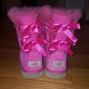 Hot pink kids bailey bow UGGS