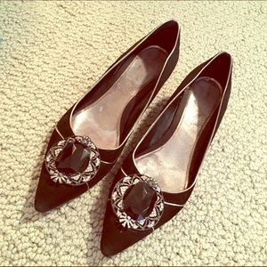 Enzo Angolini jeweled suede kitten heels
