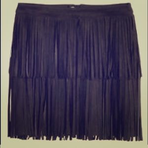 Divided by H&M Black Fringe Skirt, Size 4