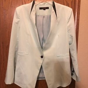 OVi mint and black leather detail blazer