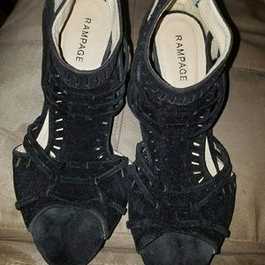 Rampage Suede Black Wedge Sandal