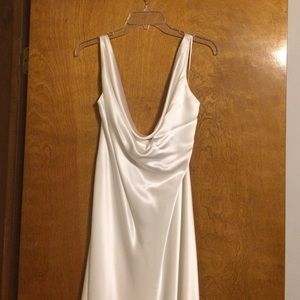 Brand NEW ABS Collection White Satin Low Back Gown