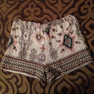 Multi- Print White Shorts