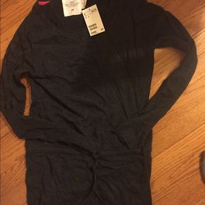 Gray sweater dress with drawstring waist