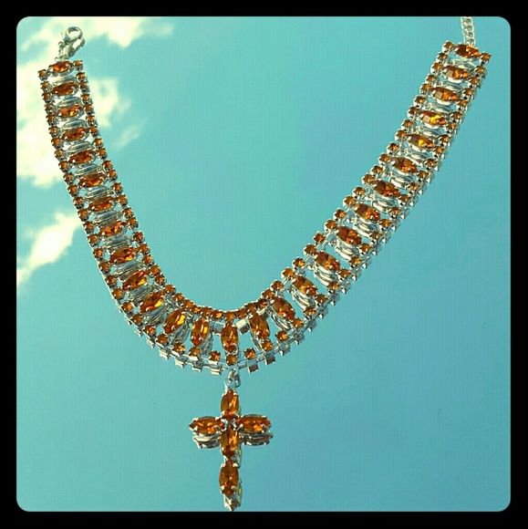Topaz Crystal Cross Choker