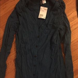 Blue button down cardigan sweater dress.