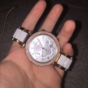 Michael kors white rose gold watch