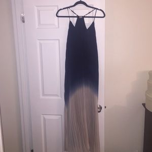 Pleated ombré maxi dress