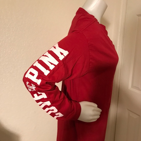 Pink Victoria Secret Campus V-Neck Red A201 - Picture 3 of 4