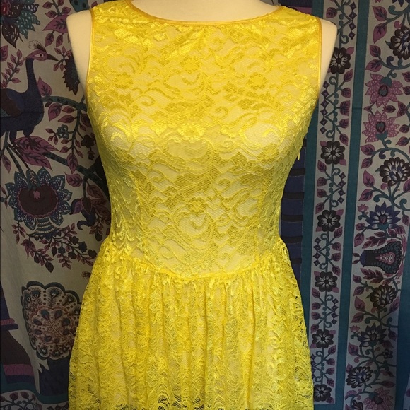 American Apparel Sheer Lace Dress in Yellow - Picture 1 of 2