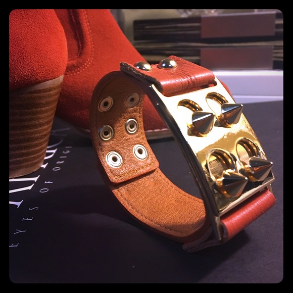 Studded Cuff Bracelet - Rust