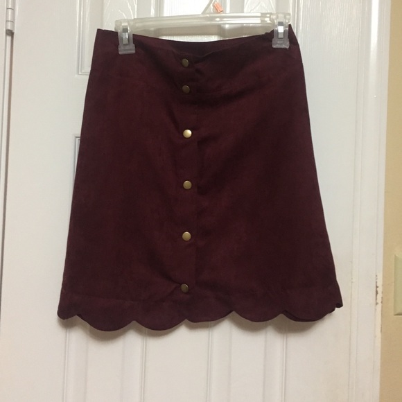 Burgundy suede mini skirt