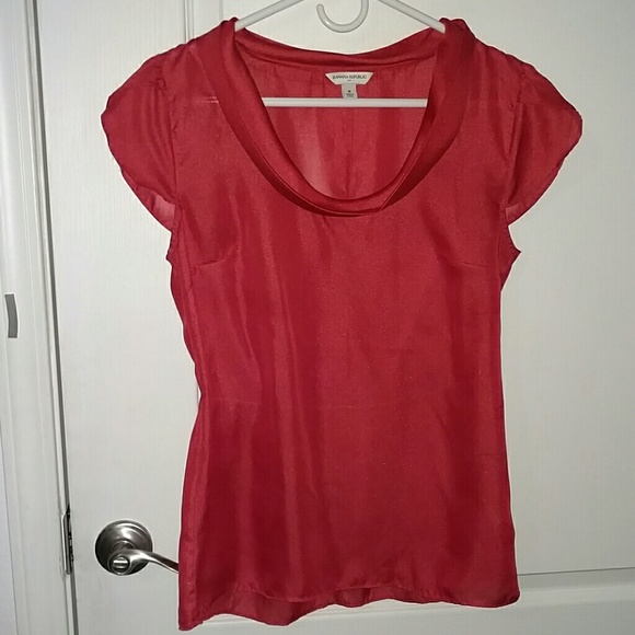 Banana Republic Cowl Neck Blouse, Med, red/orange