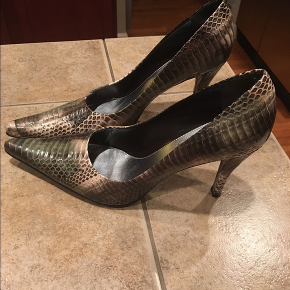 Nine West sz 9.5 9 1/2 heels snake print leather ! - Picture 1 of 4