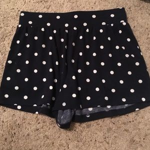 Navy Polka Dot Flowy Shorts
