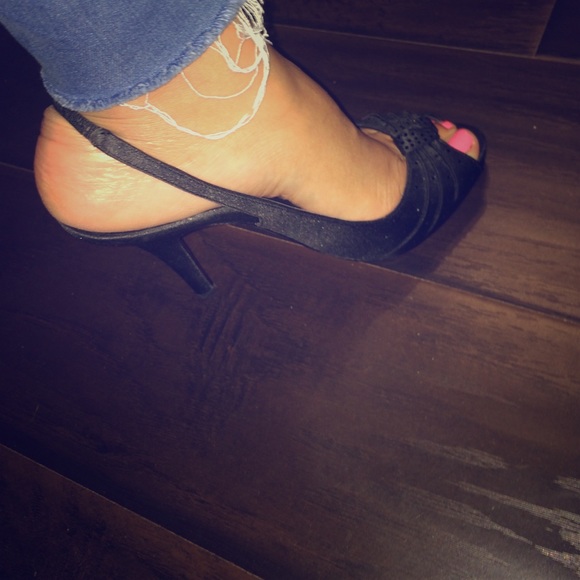 Nina Satin Peep Toe Pumps