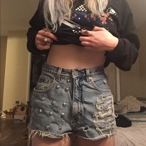 Vintage high waisted studded shorts fits size 2