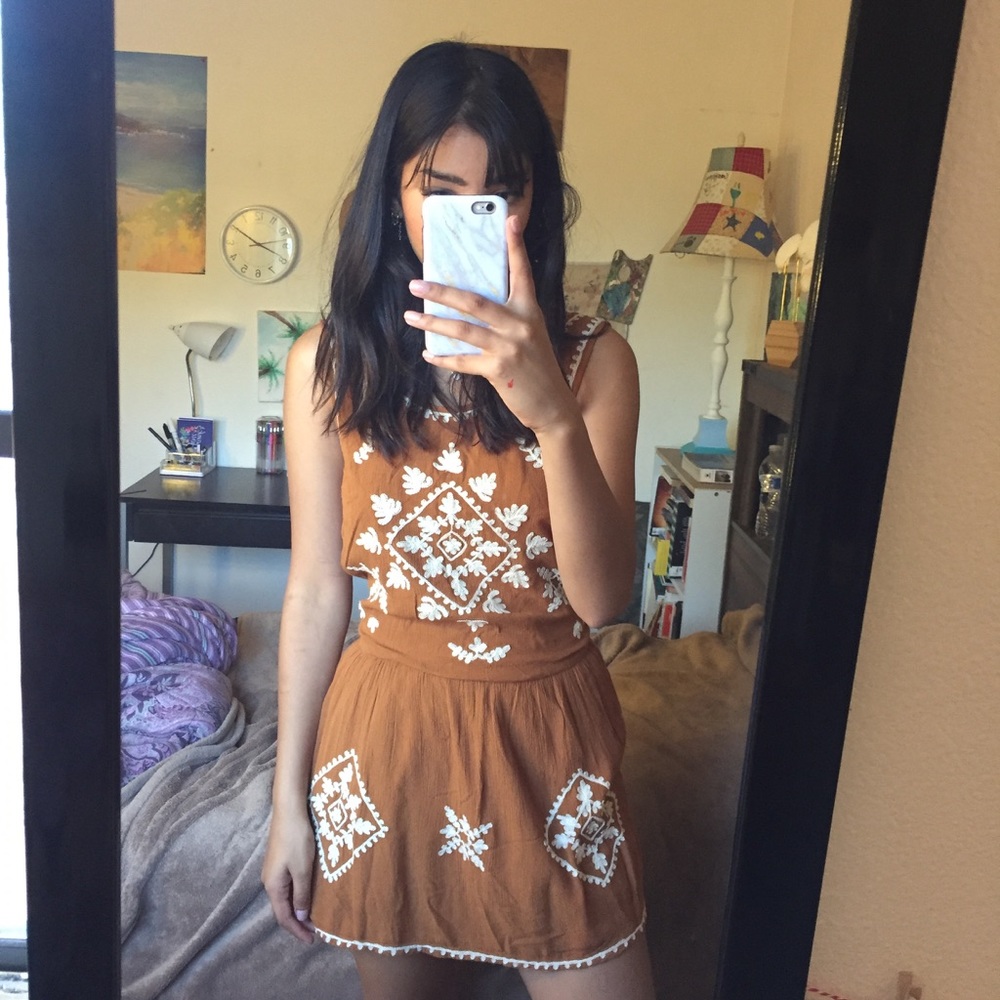 F21: Camel Boho Dress