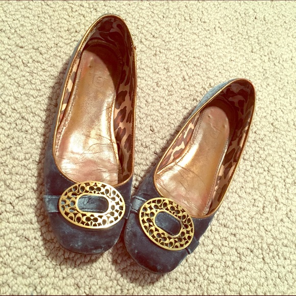 Coach velvet flats in turquoise