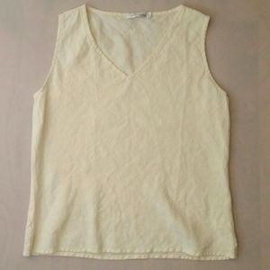 100% Linen Sleeveless Cream  Tank Top by Cut Lose