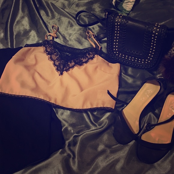 Lace/polyester crop top