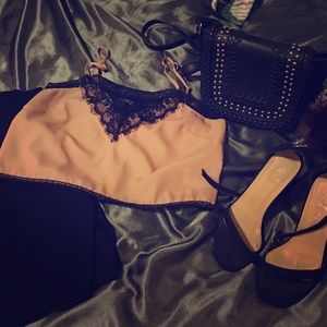 Lace/polyester crop top