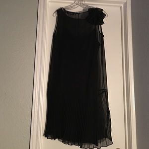 Black chiffon sleeveless drop waist cocktail dress
