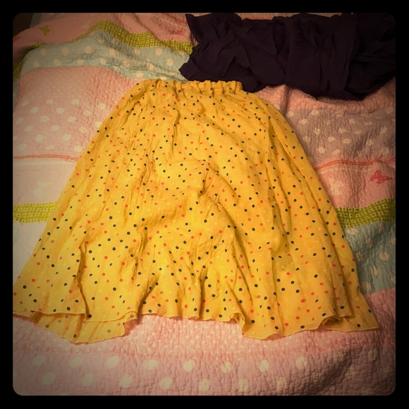 yellow polka dot midi skirt, Sz M