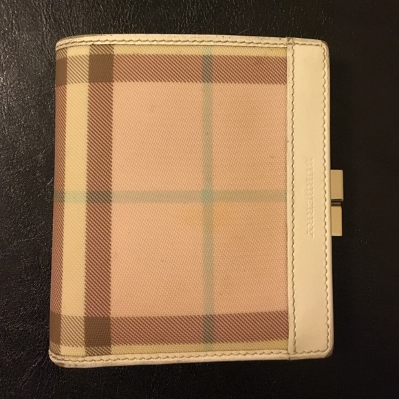 Burberry pink/white check bifold wallet