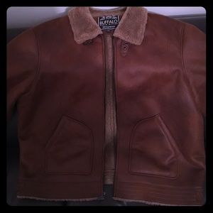 Men's brown shearling coat