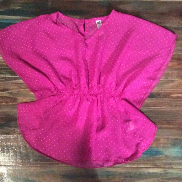 Girls pink sheer polka-dot blouse