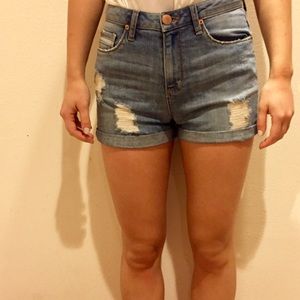 High waisted denim shorts