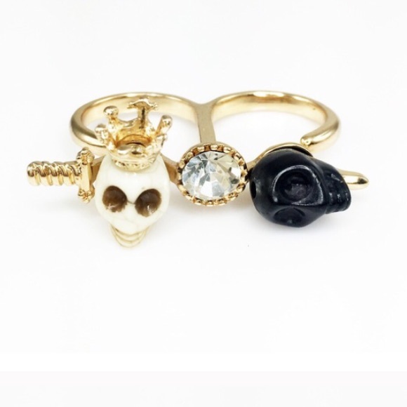 Adia Kibur Jewelry - 🆑Skull & Crystal Double Ring by Adia Kibur